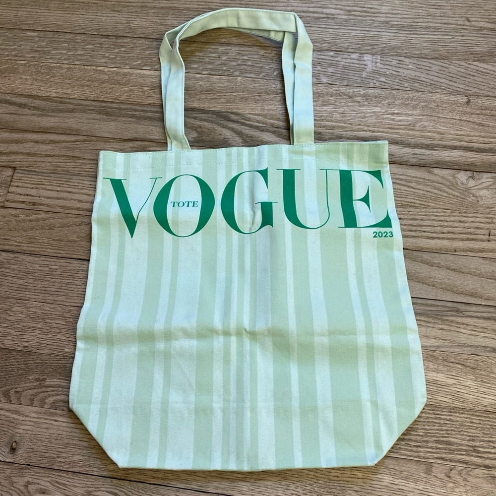 NWOT Vogue Green Cotton Striped Tote 2023 Bag